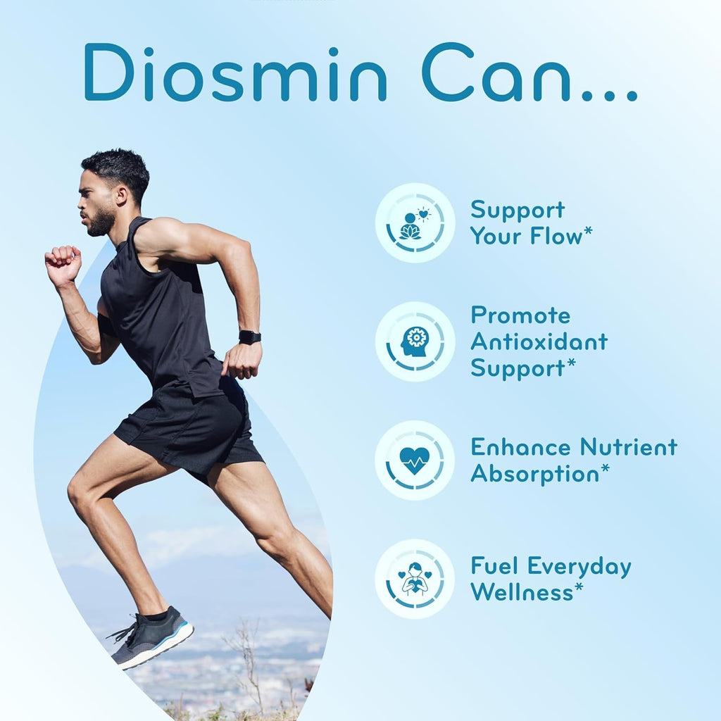 Diosmin 1000Mg Circulation and Vein Support Supplement - High Strength Diosmin Varicose Leg Vein Supplement - Vegan Non-Gmo & Gluten Free - Formulated in American Cgmp Lab (90 Servings)