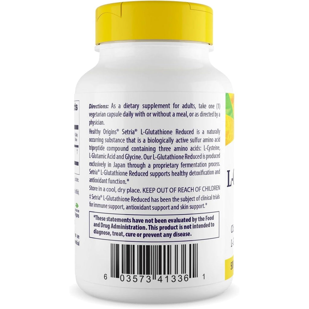 Healthy Origins Setria L-Glutathione 500 Mg, 150 Veggie Capsules - Reduced Form Master Antioxidant Supplement - Supports Liver Health, Detoxification, Immune Function & Healthy Skin - 5 Month Supply