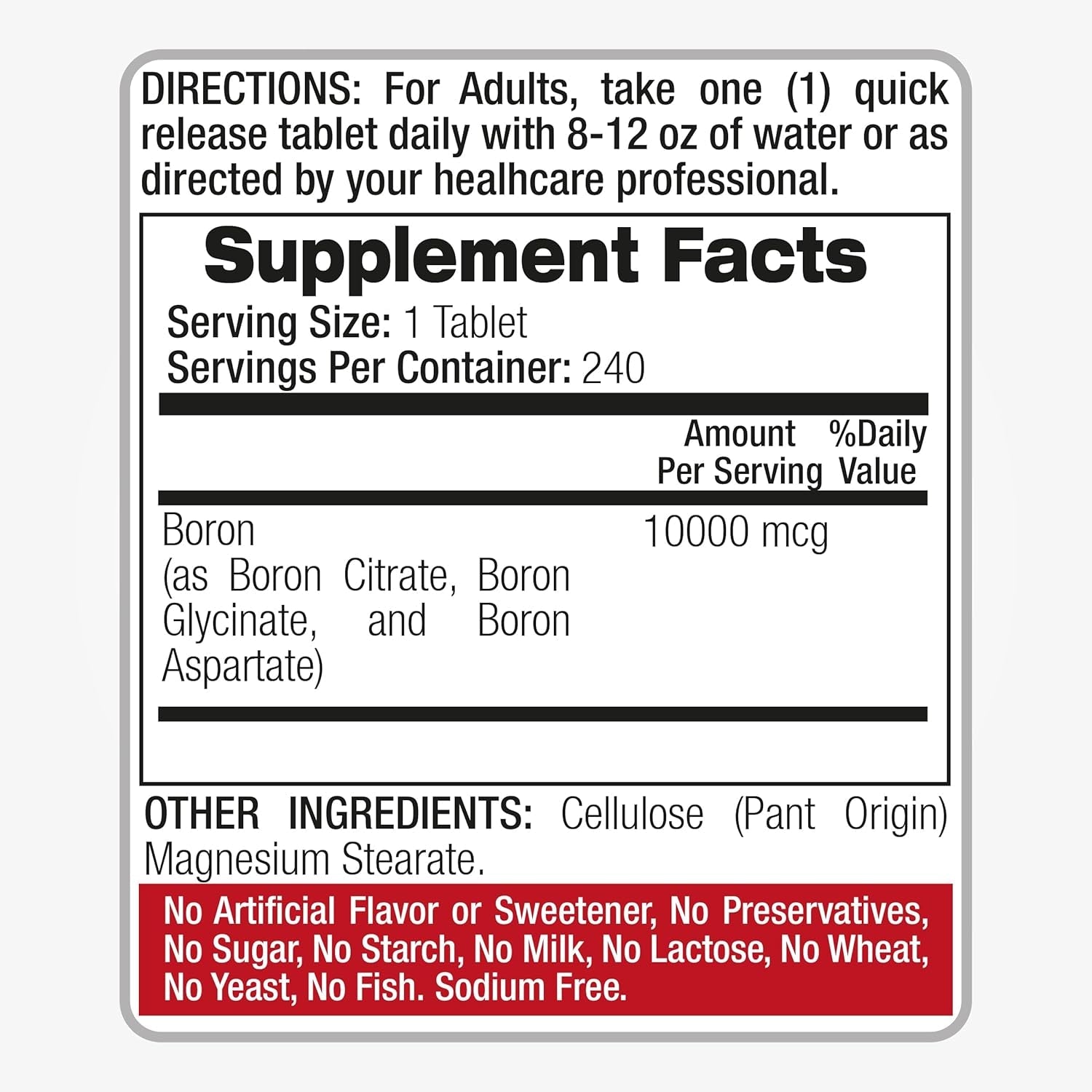 Lab | Boron |10 Mg | 240 Servings | Boron Supplement