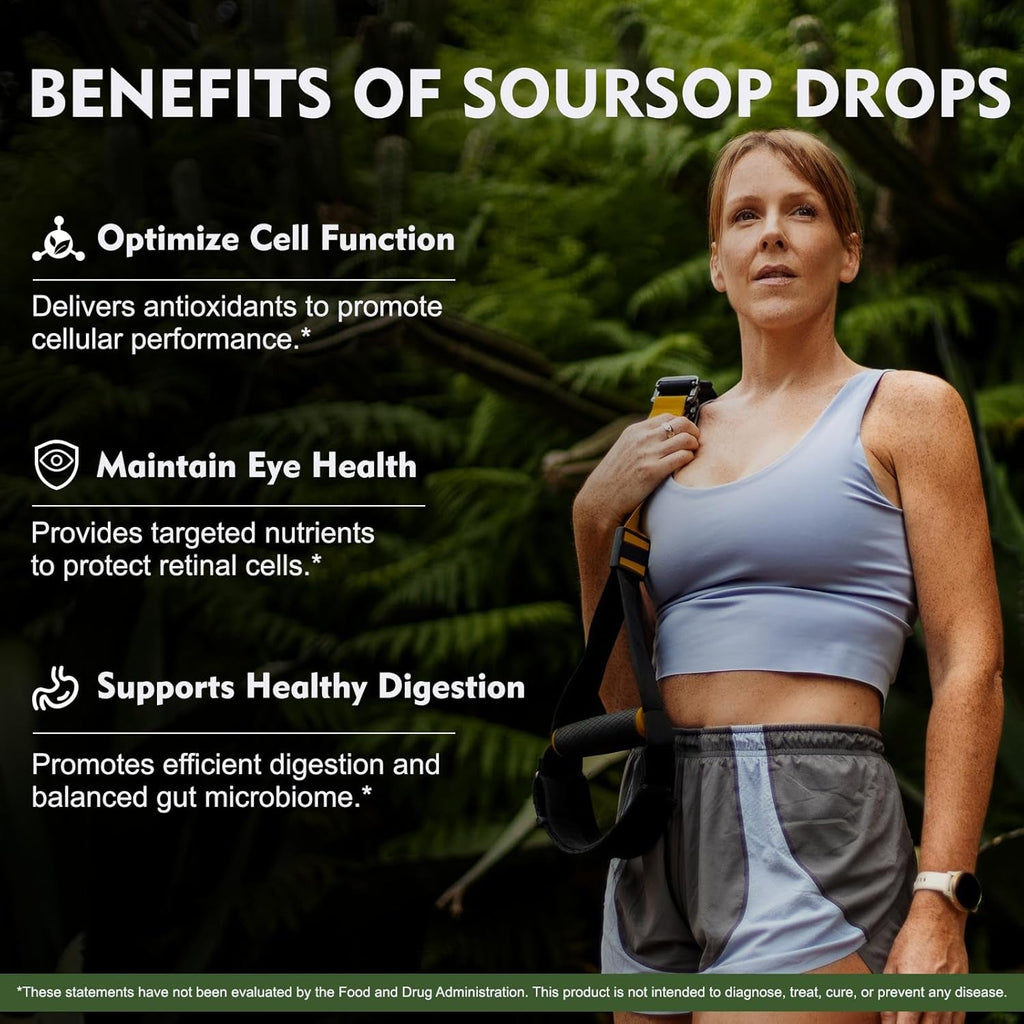 (2 Pack) 8 in 1 Graviola Soursop Leaf Extract Liquid - Soursop Bitters Liquid with Sea Moss, Ashwagandha and Turmeric, for Immune & Liver, Zzz & Antioxidant & Cell Support,1 Fl Oz