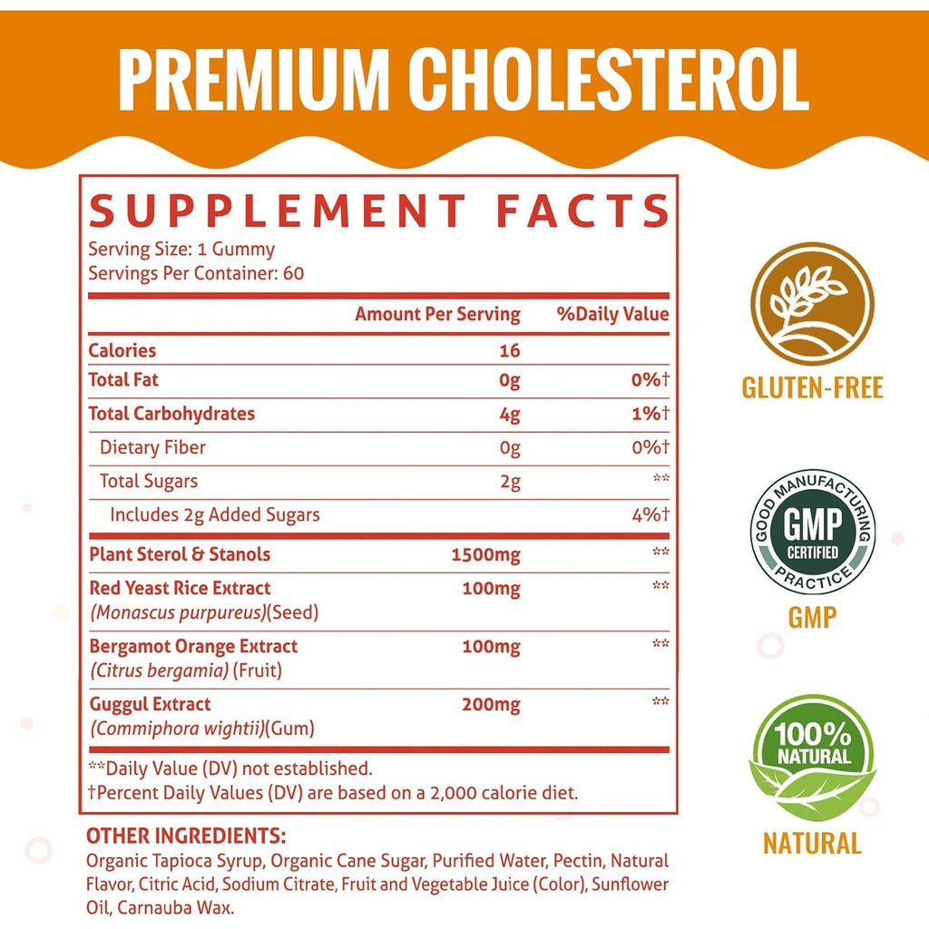 Chiqwench Cholesterol Supplements with 1500 Mg Plant Sterols & Stanols, Cholesterol Support Gummies, Cholesterol Complex Gummies, Maintains Normal Levels, Mixed Berry Flavor, 120 Count