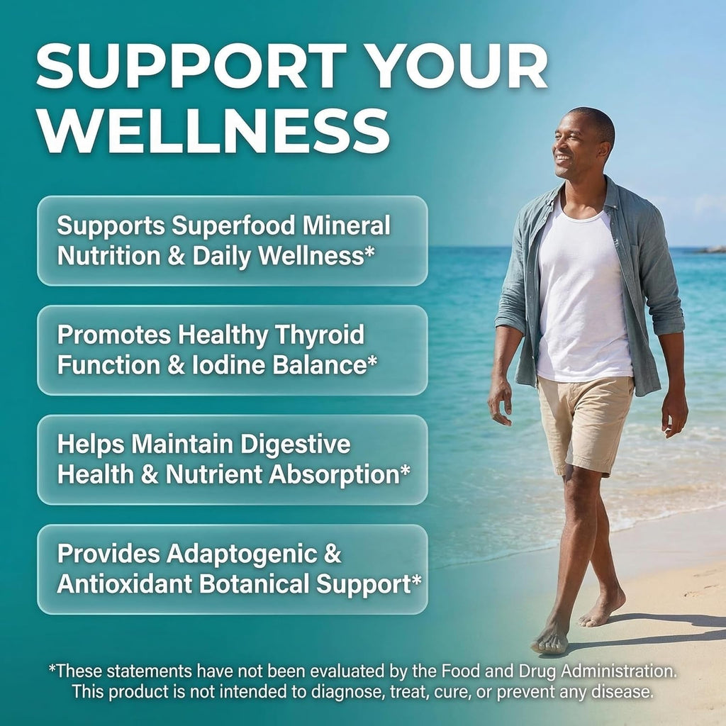 Clean Nutra Organic Sea Moss Capsules with Ashwagandha, Black Seed Oil, Burdock Root, Bladderwrack, Moringa, Chlorella, Spirulina, Turmeric, Elderberry, Amla � 90 Vegan Capsules � Miraclemin