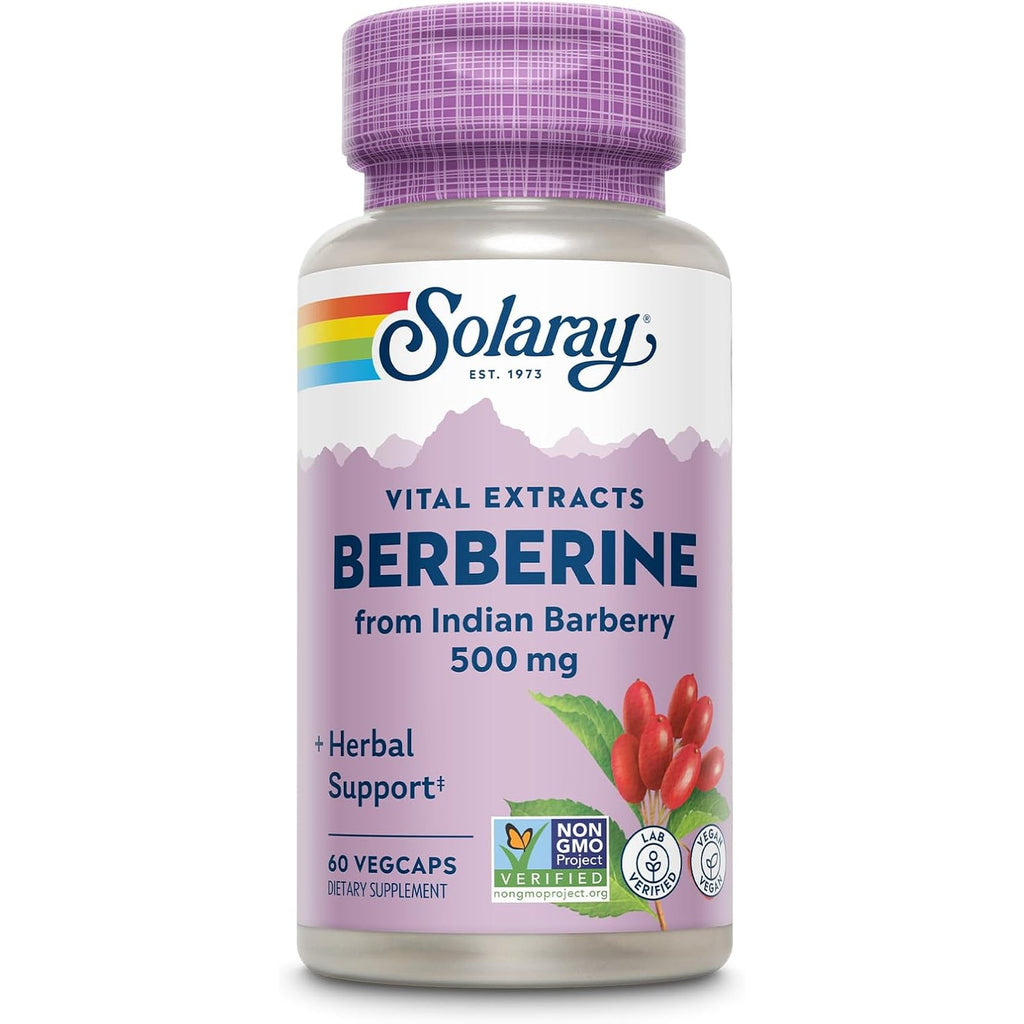 SOLARAY Berberine 500Mg - Berberine Supplement for a Healthy, Active Lifestyle - with Berberine Hcl from Indian Barberry - Vegan, Non-Gmo, 60-Day Guarantee - 60 Servings, 60 Vegcaps (60 CT)