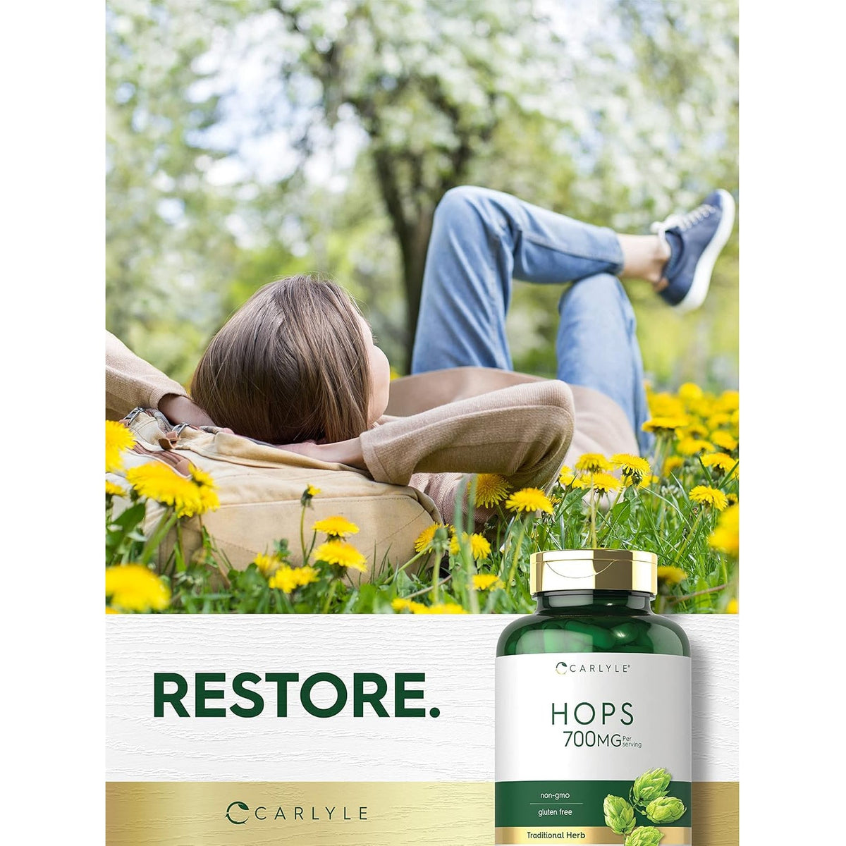 Carlyle Hops Supplement 700Mg | 180 Capsules | Non-Gmo & Gluten Free | Traditional Herb