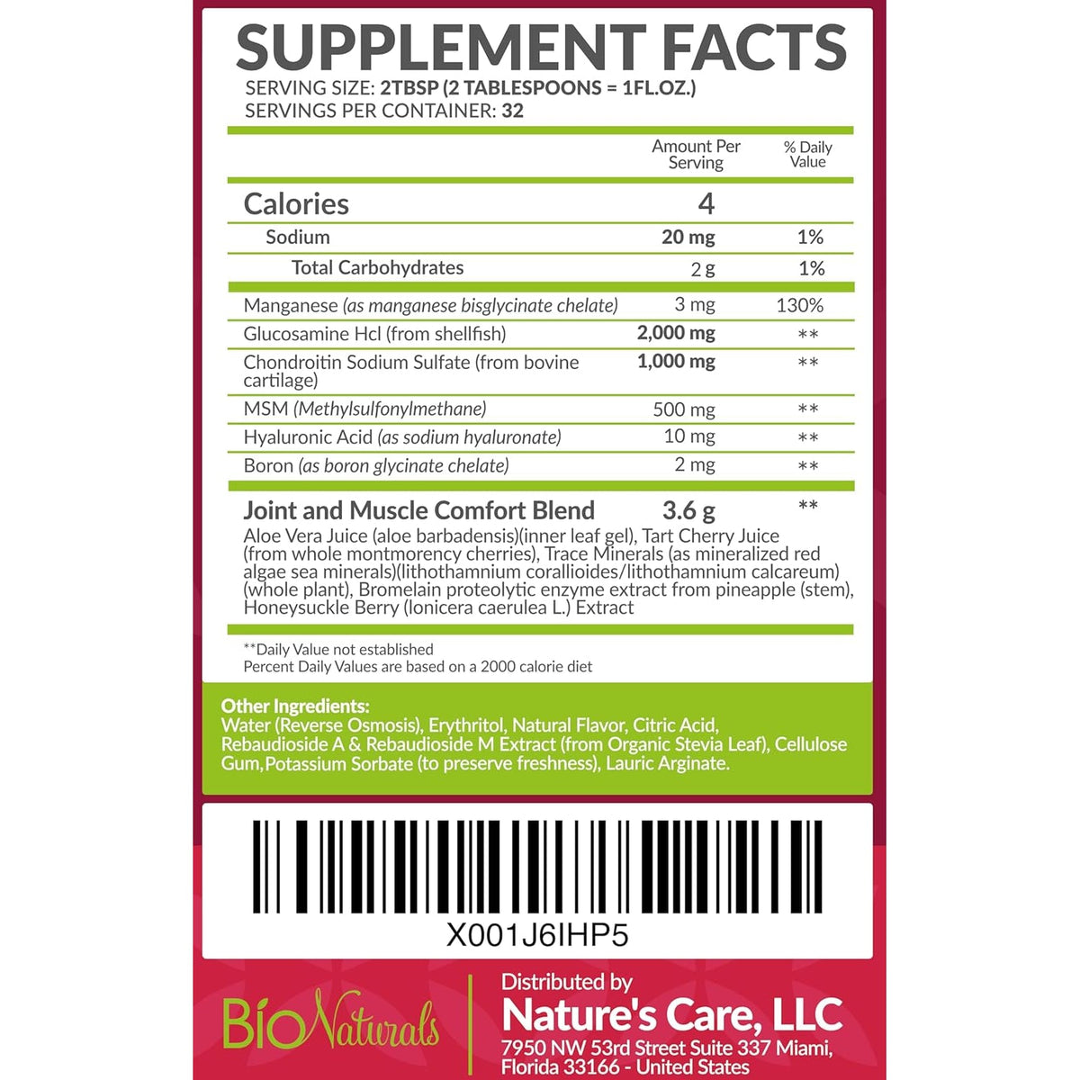 Liquid Glucosamine Chondroitin MSM Pharmaceutical Grade Supplement with Hyaluronic Acid – Maximum Strength Joint Support - 32 Fl Oz