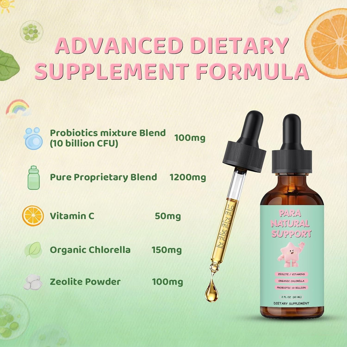 Parasite Cleanse for Humans & Kids,Parasite Cleanse Liquid Drops with Wormwood, Black Walnut, Clove, Zeolite, Organic Chlorella, Oregano & Probiotics – Alcohol-Free, 2 Fl Oz (30 Servings)