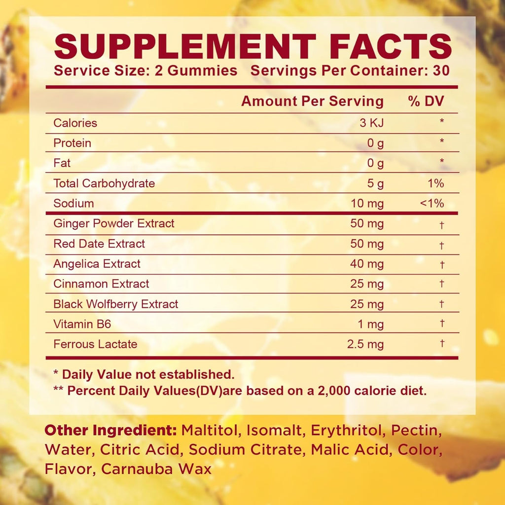 Womb Gummies for Women Ovary & Uterus Cleanse Detox, Pineapple Feminine Balance Fertility Gummies to Help Get Pregnant, Vegan Fertility Support, Gluten-Free, 60 Count