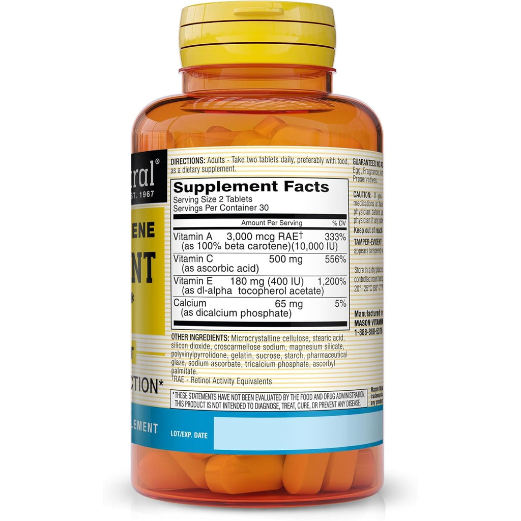 MASON NATURAL Vitamin E, C & a (Beta Carotene) - High Potency Antioxidant Formula to Fight Free Radicals and Support Overall Health*, 60 Tablets