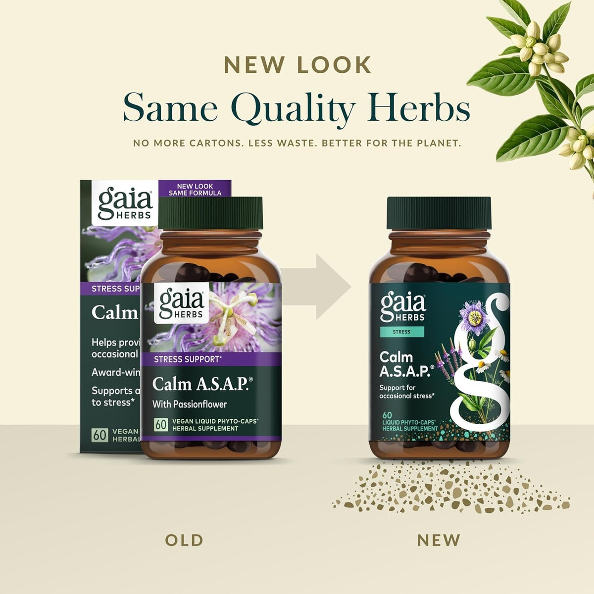 Gaia Herbs Calm A.S.A.P. - Stress Support Supplement with Skullcap, Passionflower, Chamomile, Vervain, Holy Basil & More - Supports Calm* - 60 Vegan Liquid Phyto-Caps (20 Servings)