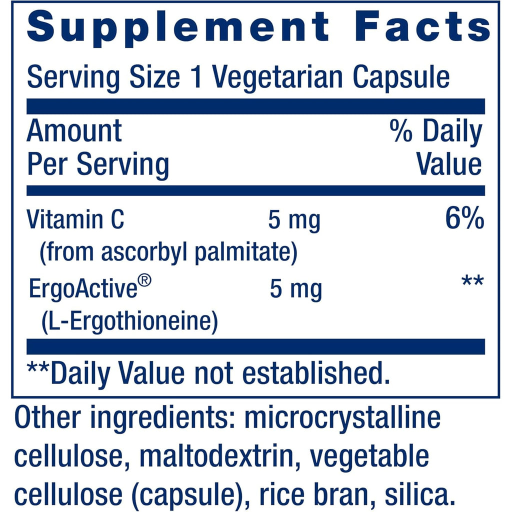 Life Extension Essential Youth L-Ergothioneine – Promotes Longevity & Healthy Aging – Gluten-Free – Non-Gmo – Vegetarian – 5 Mg – 30 Vegetarian Capsules