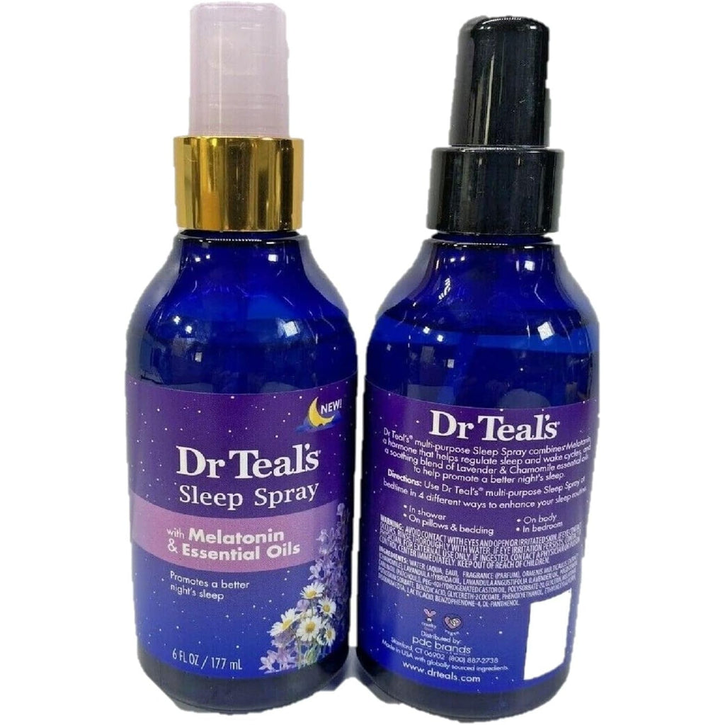 Dr. Teal'S Sleep Spray with Melatonin & Essential Oils Gift Set (2 Pack, 6 Fl Oz Ea.) - Nighttime Therapy Formula with Chamomile & Lavender - Ease Sore Muscles While Promoting a Better Nights Sleep