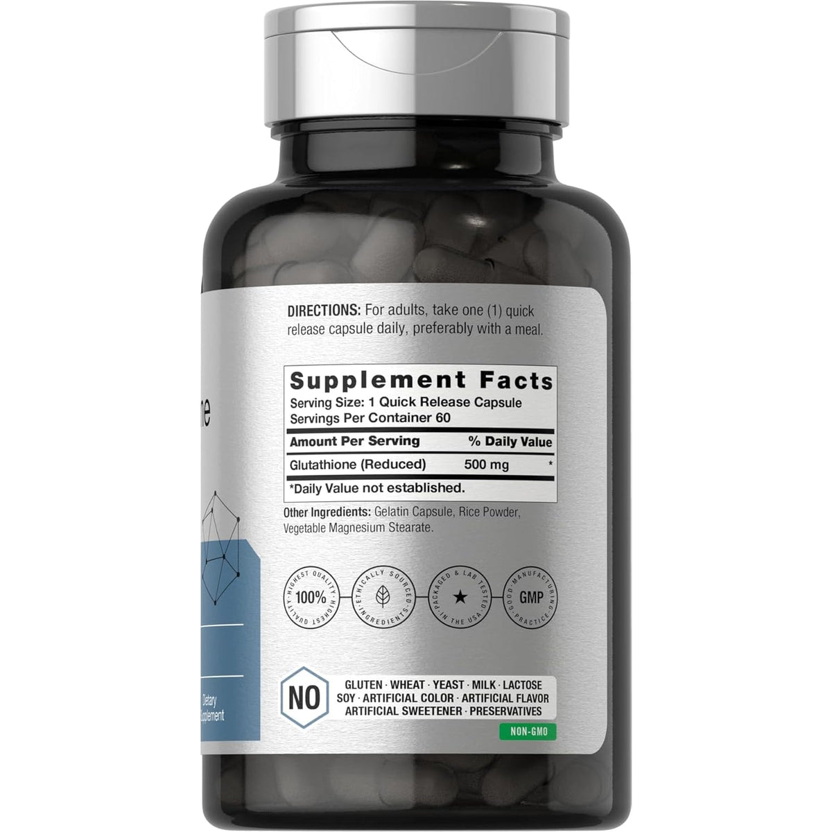 Horbäach Glutathione 500Mg | 60 Capsules | Reduced Form | Non-Gmo & Gluten Free Supplement