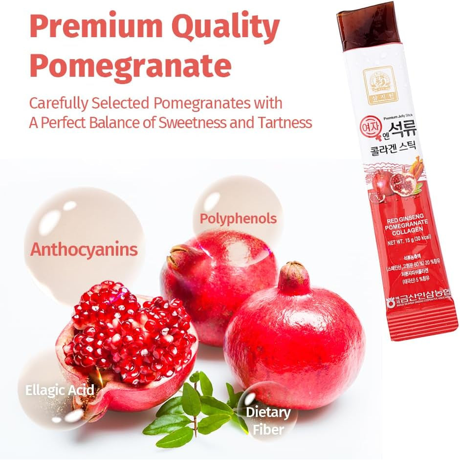 Korean Beauty Baekje Geumsan Women'S Pomegranate Collagen Jelly Stick 5.1Oz / 30 Count (5 Pack)