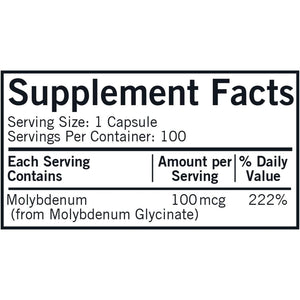 Kirkman - Molybdenum 100 Mcg - 100 Capsules - Essential Minerals - Breaks down Sulfites & Toxins - Hypoallergenic