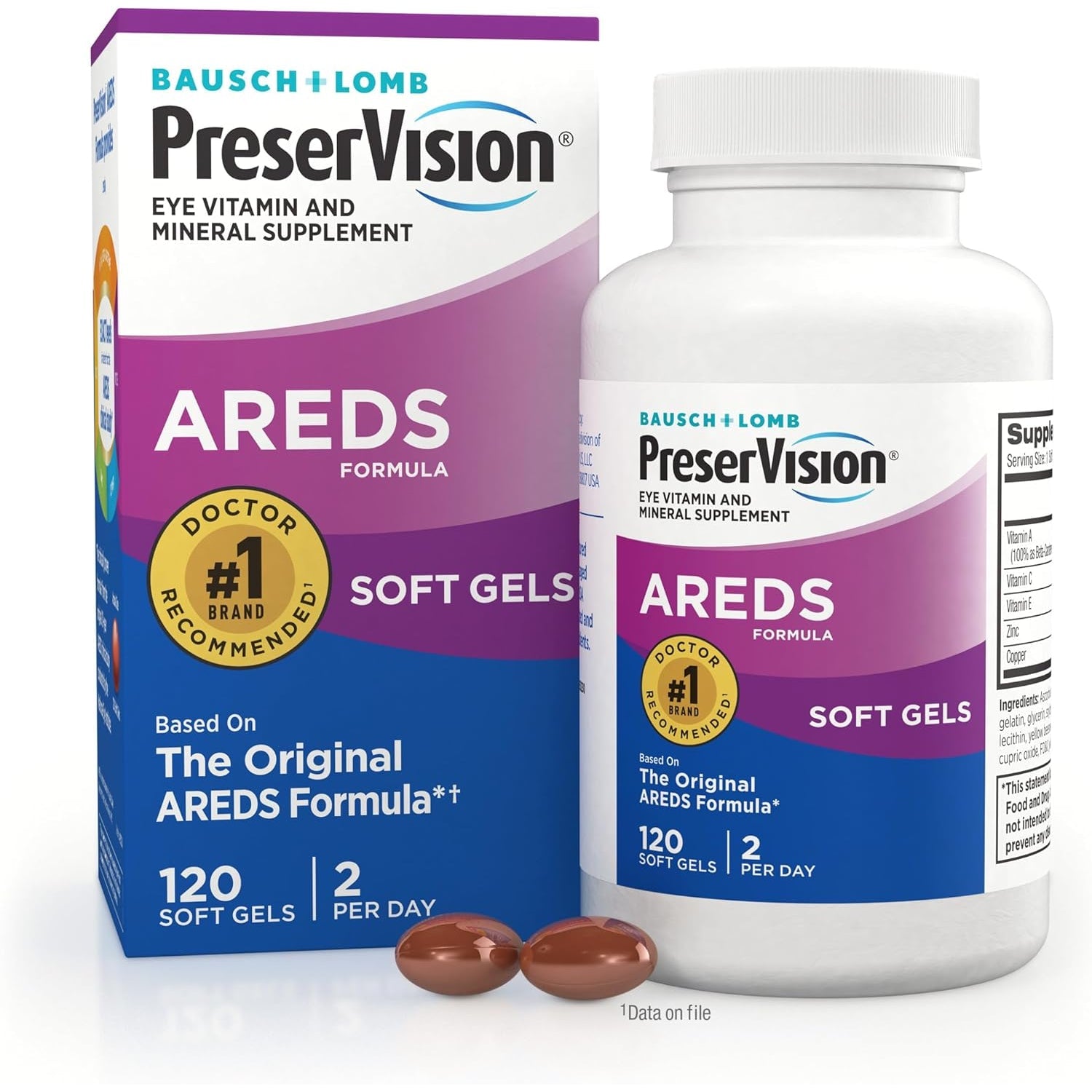 Preservision AREDS Eye Vitamins, #1 Eye Doctor Recommended Brand, Multivitamin with Copper, Vitamin A, C & E, Zinc Supplements, 120 Softgels