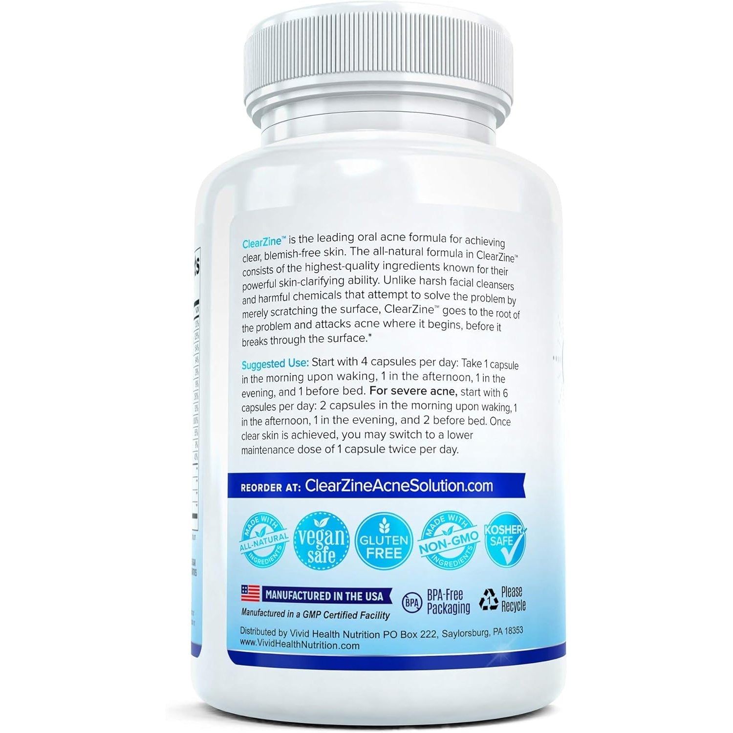 Acne Pills for Teens & Adults | Clear Skin Supplement, Vitamins for Hormonal & Cystic Acne, 90 Caps