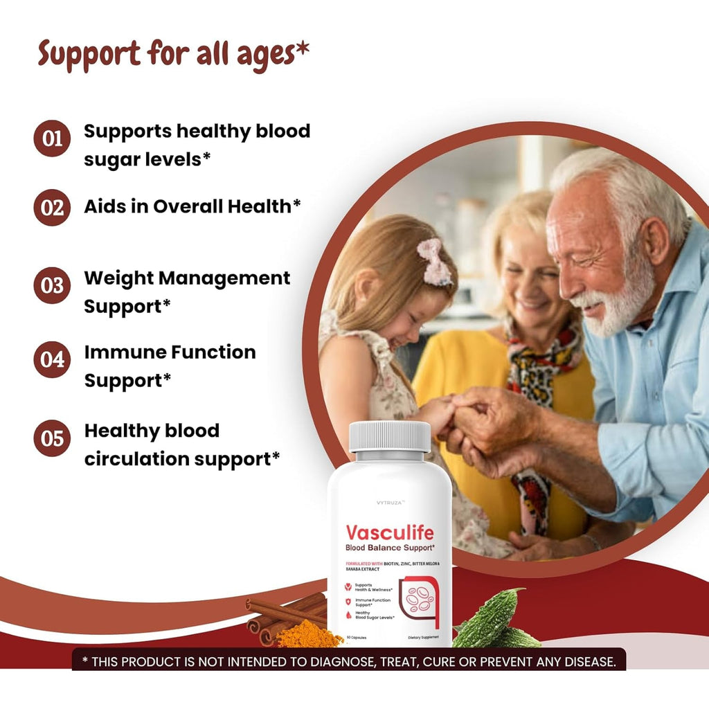 Vasculife Blood Balance Support* - Vasculife Capsules Advanced Formula Blood Health Support Supplement Supports Blood Flow and Blood Circulation*, 60 Capsules