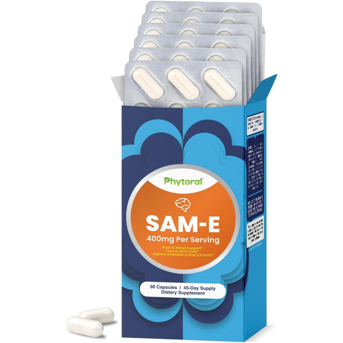 Pure SAM E Supplement 400Mg - Nootropic SAM E 400Mg per Serving for Memory & Brain Support, Joint & Liver Health - Natural S-Adenosylmethionine for Mood Balance - 90 Count