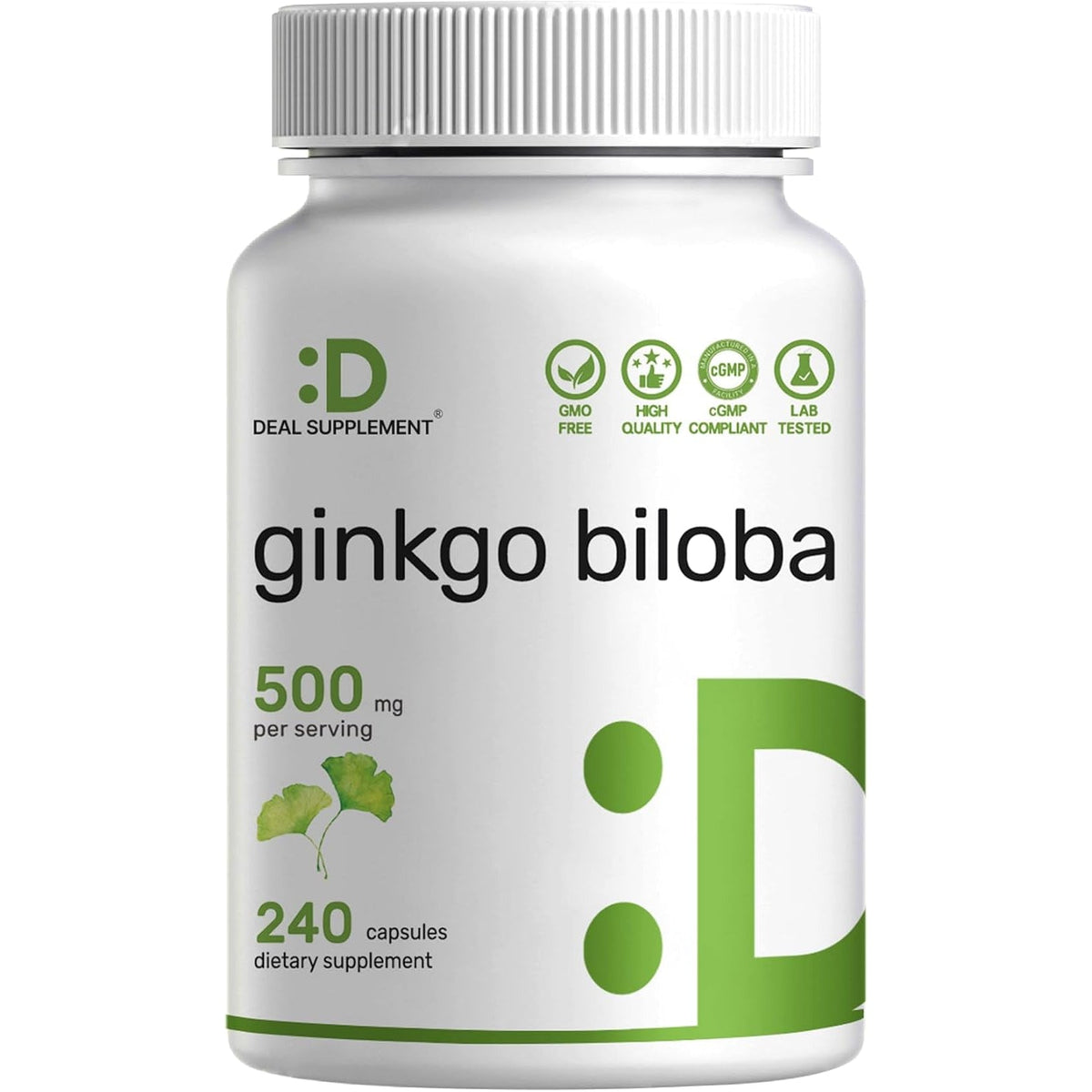 DEAL SUPPLEMENT Ginkgo Biloba 500Mg per Serving, 240 Capsules, 4 Month Supply – Grown in Northern Asia – Extra Strength, Promotes Brain Function