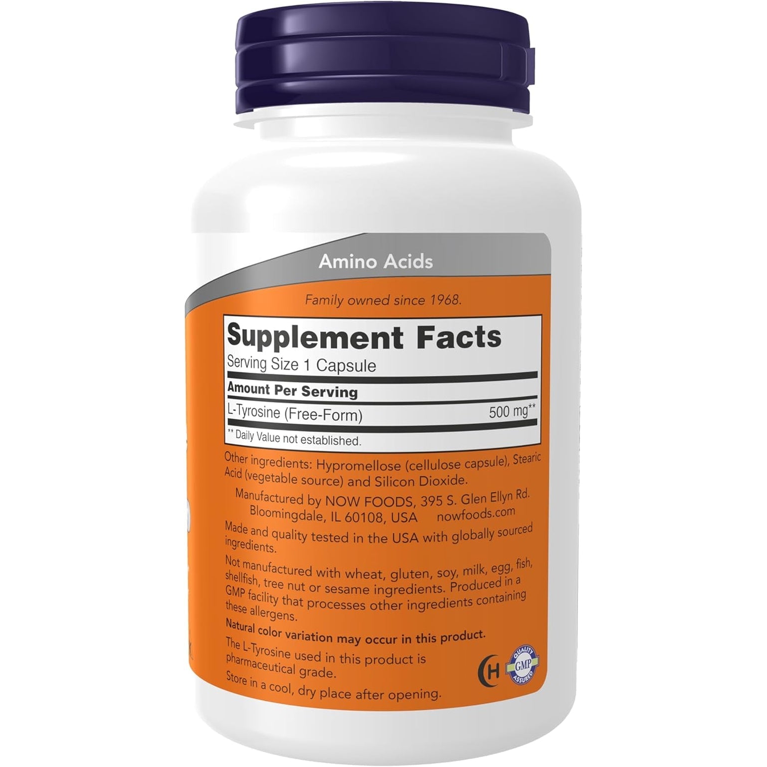 NOW Supplements, L-Tyrosine 500 Mg, Supports Mental Alertness*, Neurotransmitter Support*, 120 Capsules