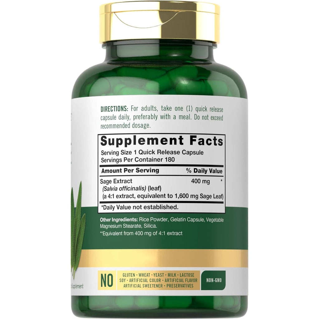 Carlyle Sage Supplement | 180 Capsules | High Potency | Non-Gmo, Gluten Free