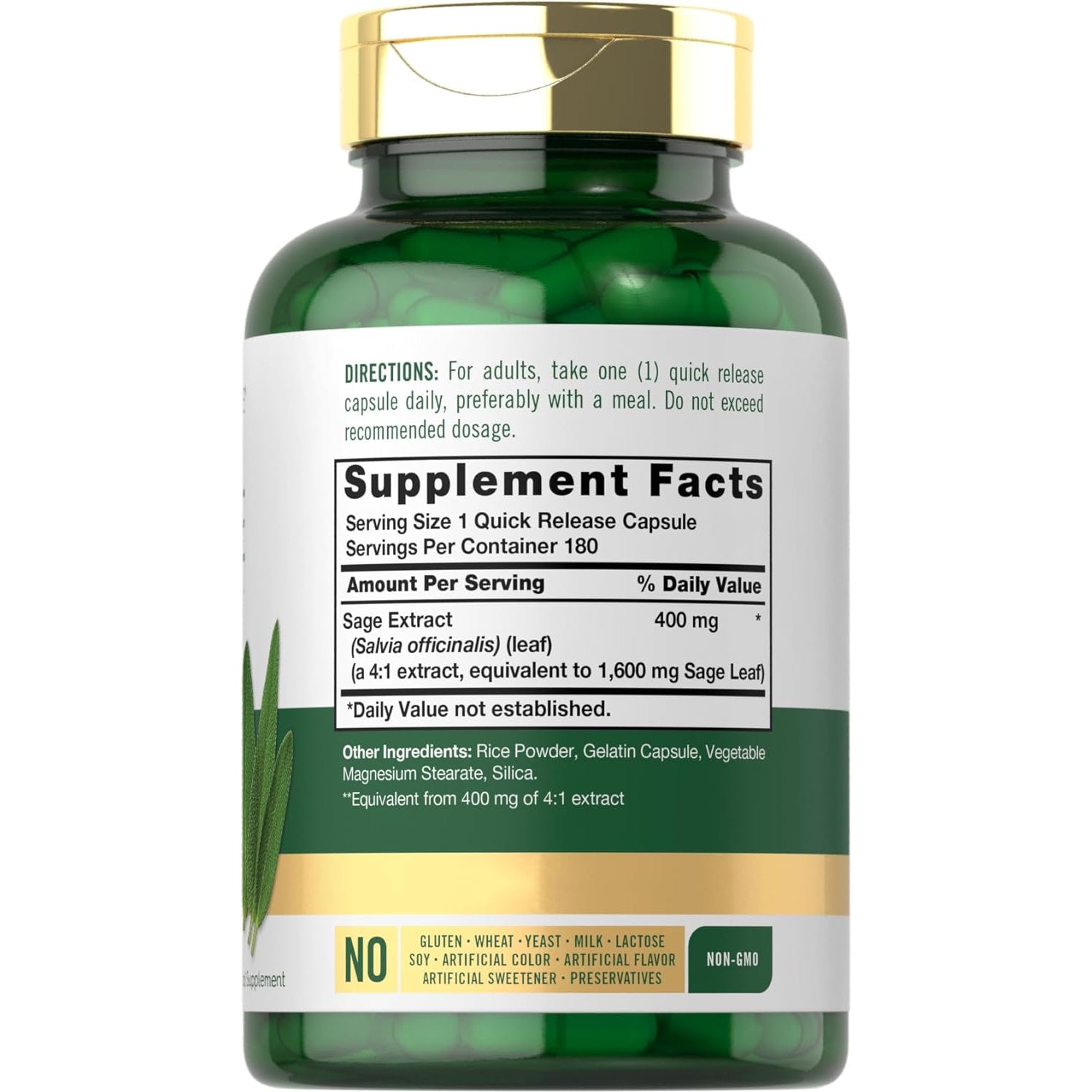 Carlyle Sage Supplement | 180 Capsules | High Potency | Non-Gmo, Gluten Free