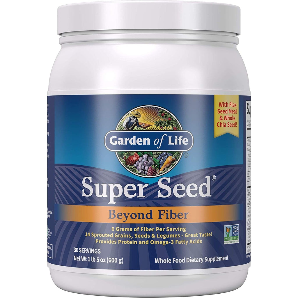 Garden of Life Super Seed - Vegetarian Whole Food Fiber Supplement with Protein and Omega 3, 5Oz (600G) Powder