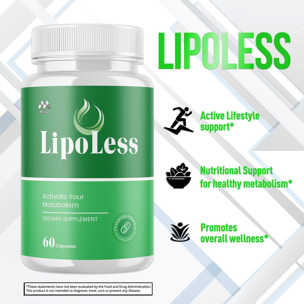 Lipoless Capsules, Official Lipo Less Supplement Pills with All Natural Ingredients, Advanced Formula for Optimal Health & Wellness Support with Premium Vitamins for Active Women & Men (60 Capsules)
