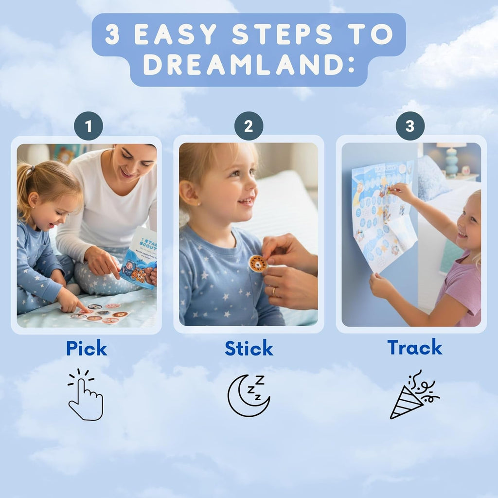 Star Scouts Sleep Patches for Kids - 30 Calming Sleepy Stickers for Kids with Sleeping Chart - Melatonin-Free Sleep Aid Patches for Toddlers, Children & Teens with Lavender & Chamomile Oils