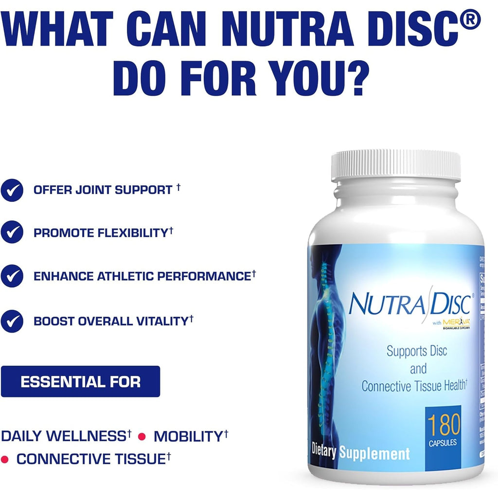 Nutra Disc & Joint Support Supplement - Clinically Formulated Restorative Cartilage Ligament and Tendon Supplement with Patented Meriva Curcumin & Glucosamine and Chondroitin for Adults - 90 Servings