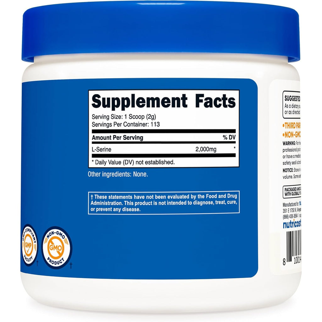 Nutricost L-Serine Powder, 113 Servings (.5LB) - 2,000 MG per Serving - Non-Gmo, Gluten Free