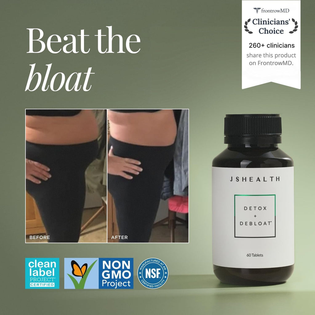 Jshealth Detox + Debloat. Bloating Relief for Women with Milk Thistle, Turmeric, and Fennel. Liver Health and Gut Support. Nutritionist-Formulated (60 Tablets)
