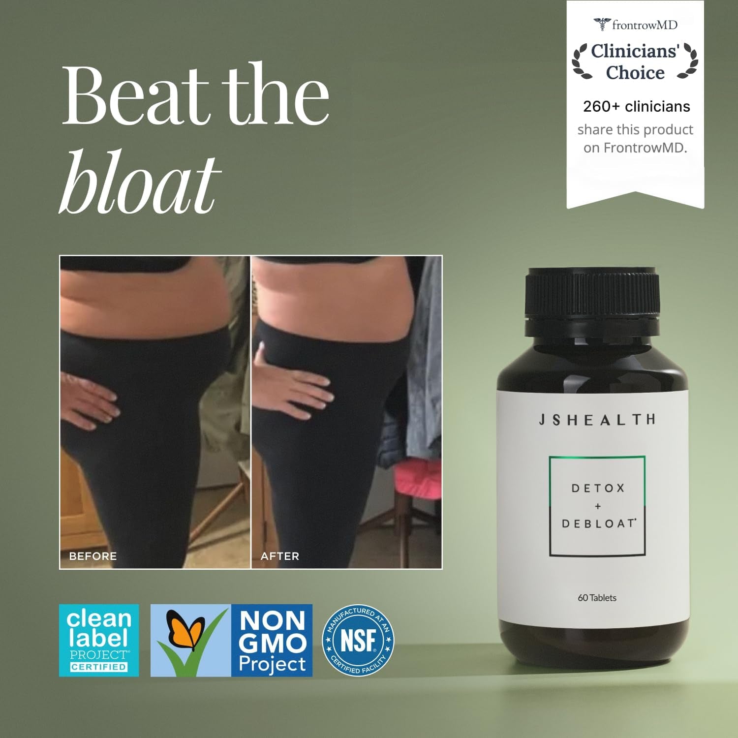 Jshealth Detox + Debloat. Bloating Relief for Women with Milk Thistle, Turmeric, and Fennel. Liver Health and Gut Support. Nutritionist-Formulated (60 Tablets)