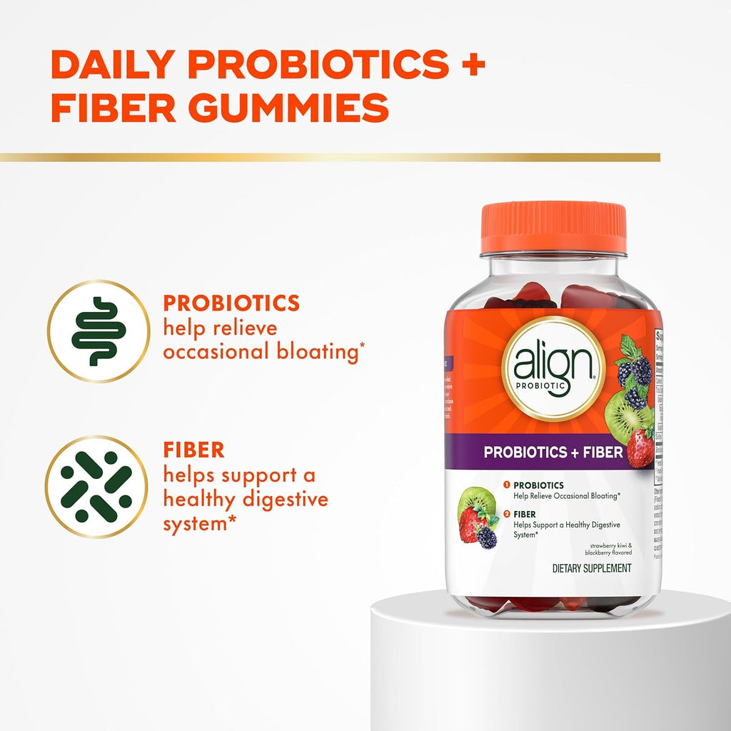 Align Probiotic, Probiotics + Fiber Gummies, Probiotics Help Relieve Occasional Bloating*, Fiber Helps Support a Healthy Digestive System*, #1 Doctor Recommended Probiotic Brand‡, 90 Gummies