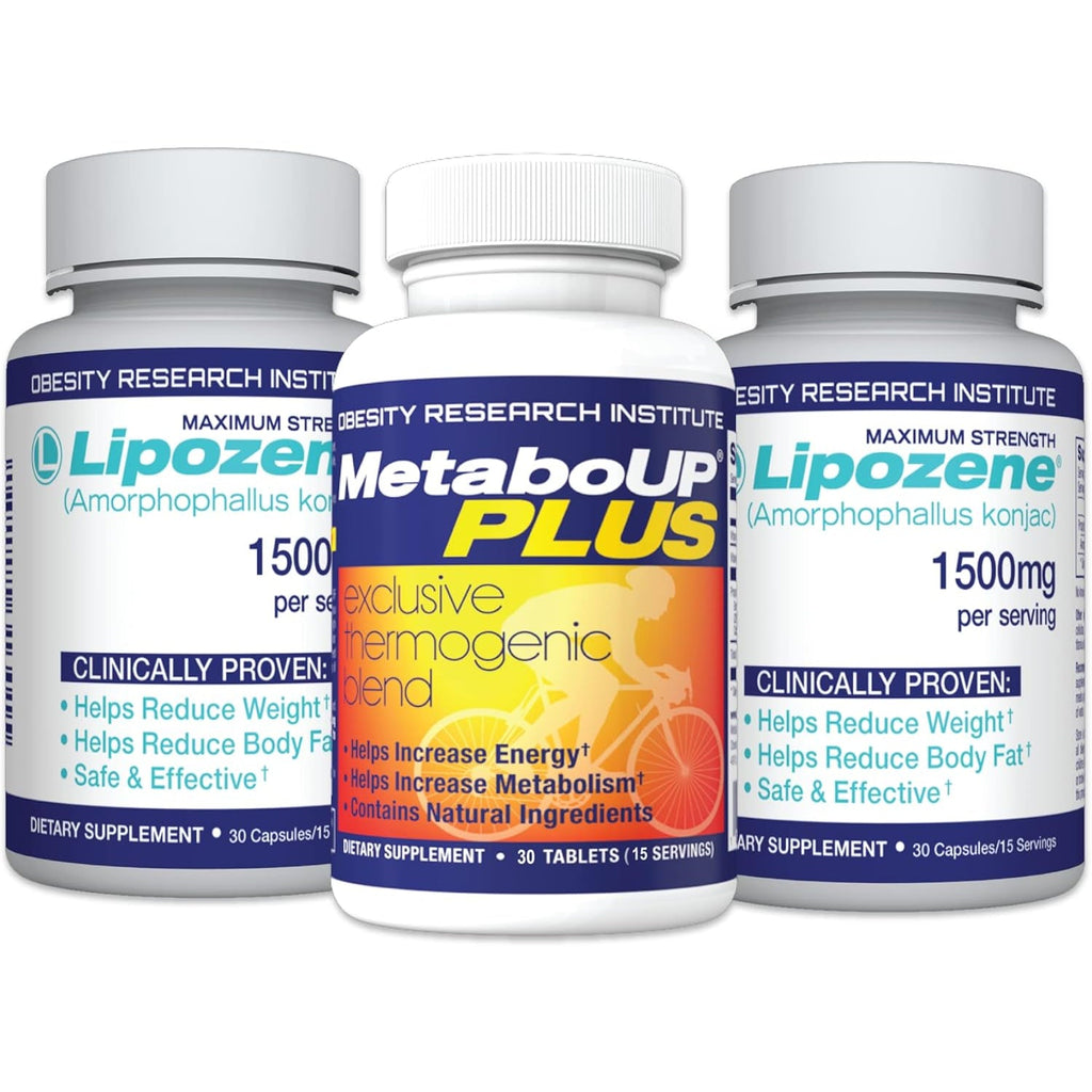 Lipozene Weight-Management Fiber Supplement, 2 Bottles (60 Capsules Total) + Metaboup plus 30Ct | Non-Stimulant Glucomannan Formula