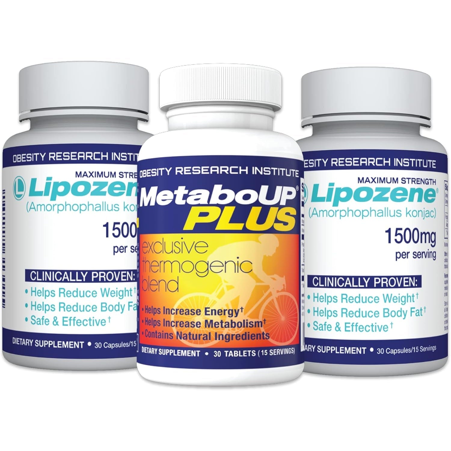 Lipozene Weight-Management Fiber Supplement, 2 Bottles (60 Capsules Total) + Metaboup plus 30Ct | Non-Stimulant Glucomannan Formula