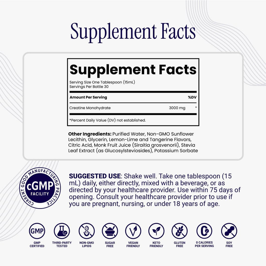 Rho Nutrition Liposomal Creatine Monohydrate - Ultra High Absorption Liquid Creatine Supplement – Promotes Lean Muscle Mass & Recovery, Supports Brain Function & Enhances Cellular Energy Production