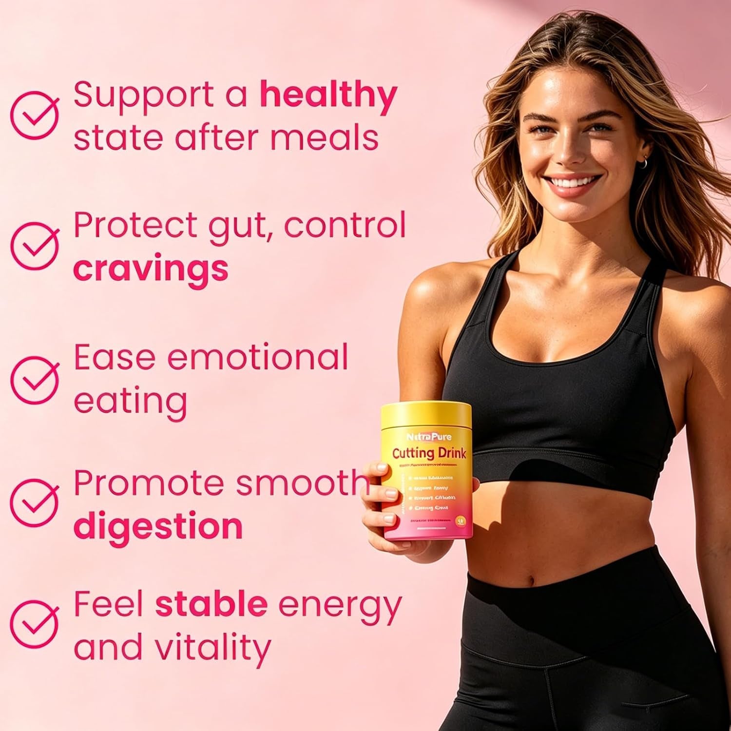 GLP-1 Cutting Drink Mix | Berberine, Cinnamon, Yerba Mate, 5-HTP & FOS | Supports Satiety, Energy & Gut Health | Strawberry Açaí Flavor | Vegan, Sugar-Free - 30 Sticks (1 Box)