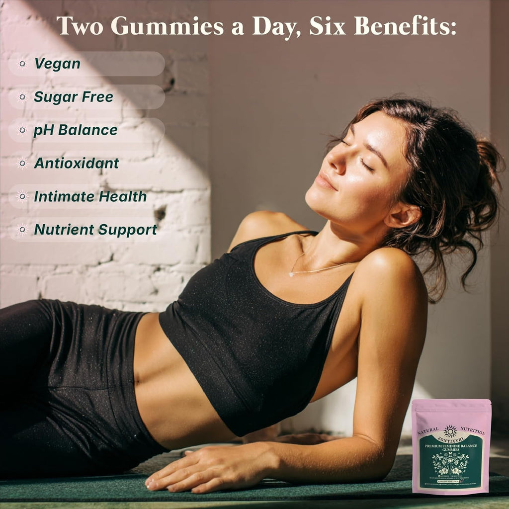 Premium Feminine Balance Gummies Women - Pineapple Gummies for Women Ph Probiotic and Immune Support Vegan Gluten Free 60 Gummies 30 Servings