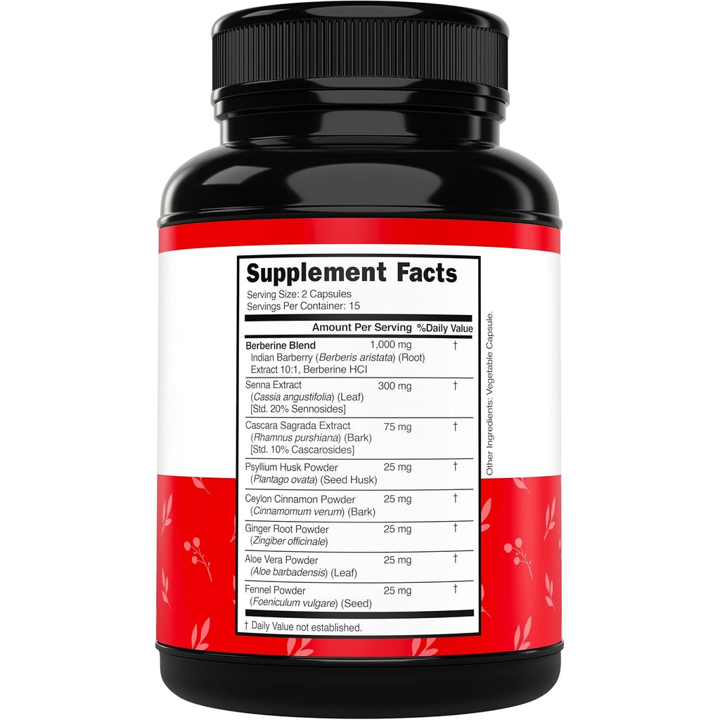 GLP-1 Supplement for Women & Men (30 Count) GLP1 Berberine 15 Day Gut Cleanse Detox & Cleanse Metabolism Support with Ceylon Cinnamon , Senna Leaf & More - Third Party Tested , Vegan Safe - USA Made