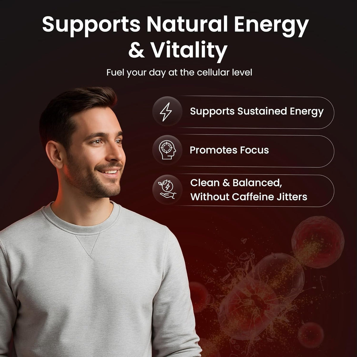 Vegan Mitochondrial Support – Advanced Cellular Wellness & Natural Energy Formula with Coq10, PQQ, Acetyl-L-Carnitine, Alpha-Lipoic Acid, Magnesium, Bioperine® - Daily Support (60 Capsules)