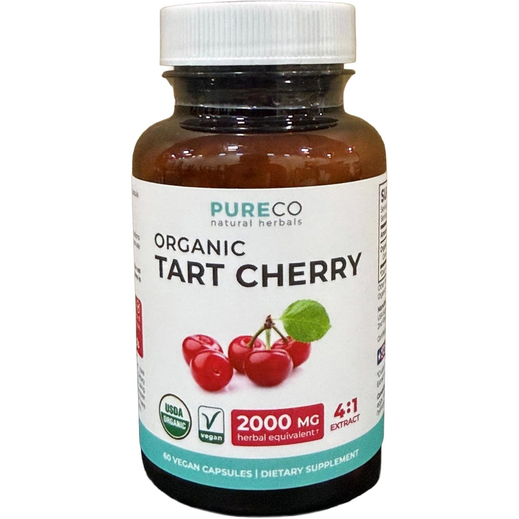 Organic Tart Cherry Capsules - High Strength Organic Tart Cherry 500Mg 4:1 Extract- 1 Capsule per Serving for Uric Acid Support - Vegan Non-Gmo & Made in the USA (2 Months Supply)