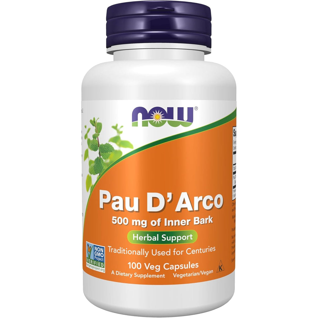 NOW Foods Supplements, Pau D'Arco (Tabebuia Heptaphylla) 500 Mg, Herbal Support, 100 Veg Capsules