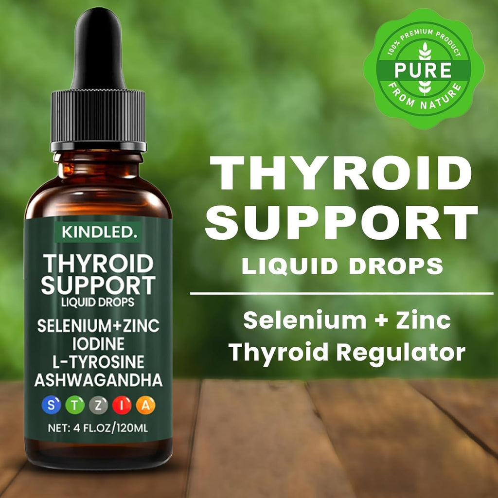 Thyroid Support Drops | Selenium Zinc Iodine L-Tyrosine Ashwagandha Liquid Drops, Thyroid Bloom Support | Body Balance & Support - 4 FL.OZ (1)