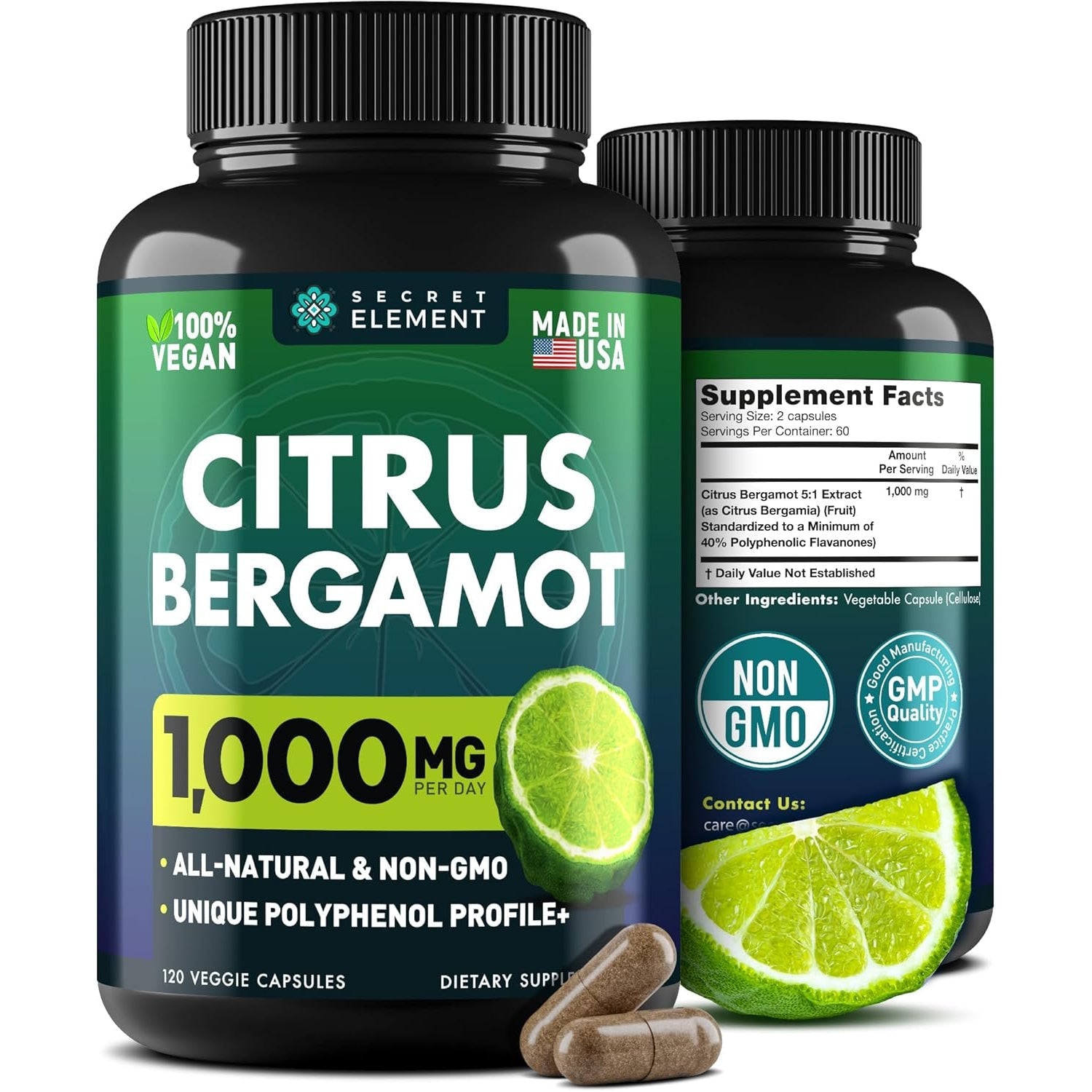 Citrus Bergamot Extract 1000Mg for Women and Men – Polyphenol-Rich Bergamot Capsules for Daily Wellness, Antioxidant Support & Healthy Lifestyle, Non-Gmo, Gluten Free, 120 Vegan Bergamot Capsules
