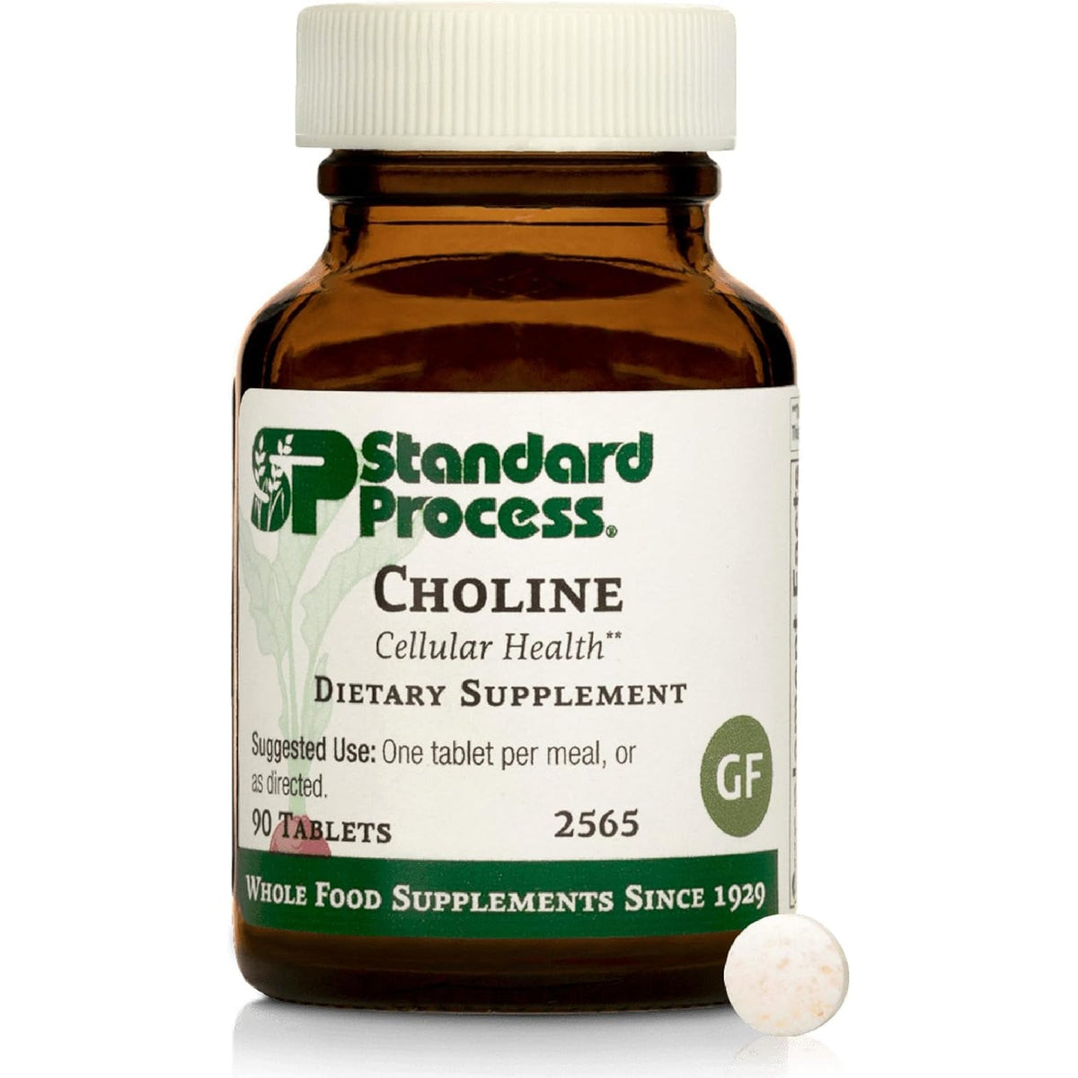 Standard Process Choline - Supports Healthy Fat Metabolism, Liver Health & Nervous System Function - Gluten-Free, Non-Dairy & Vegetarian -180 Mg, 90 Tablets