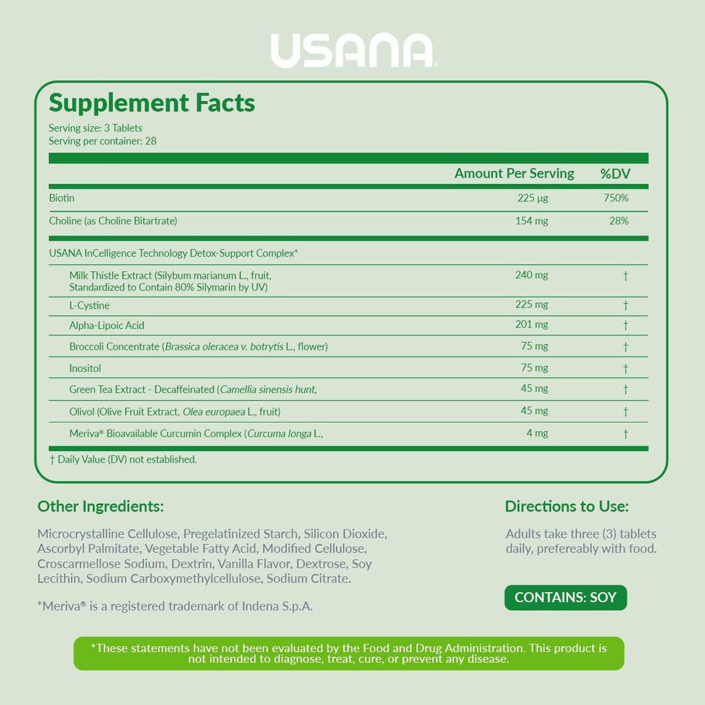 USANA - Hepasil DTX with Incelligence - Support Complex for Comprehensive Health, Protection, Wellness & Vitality - 84 Tablets (28-Day Supply)