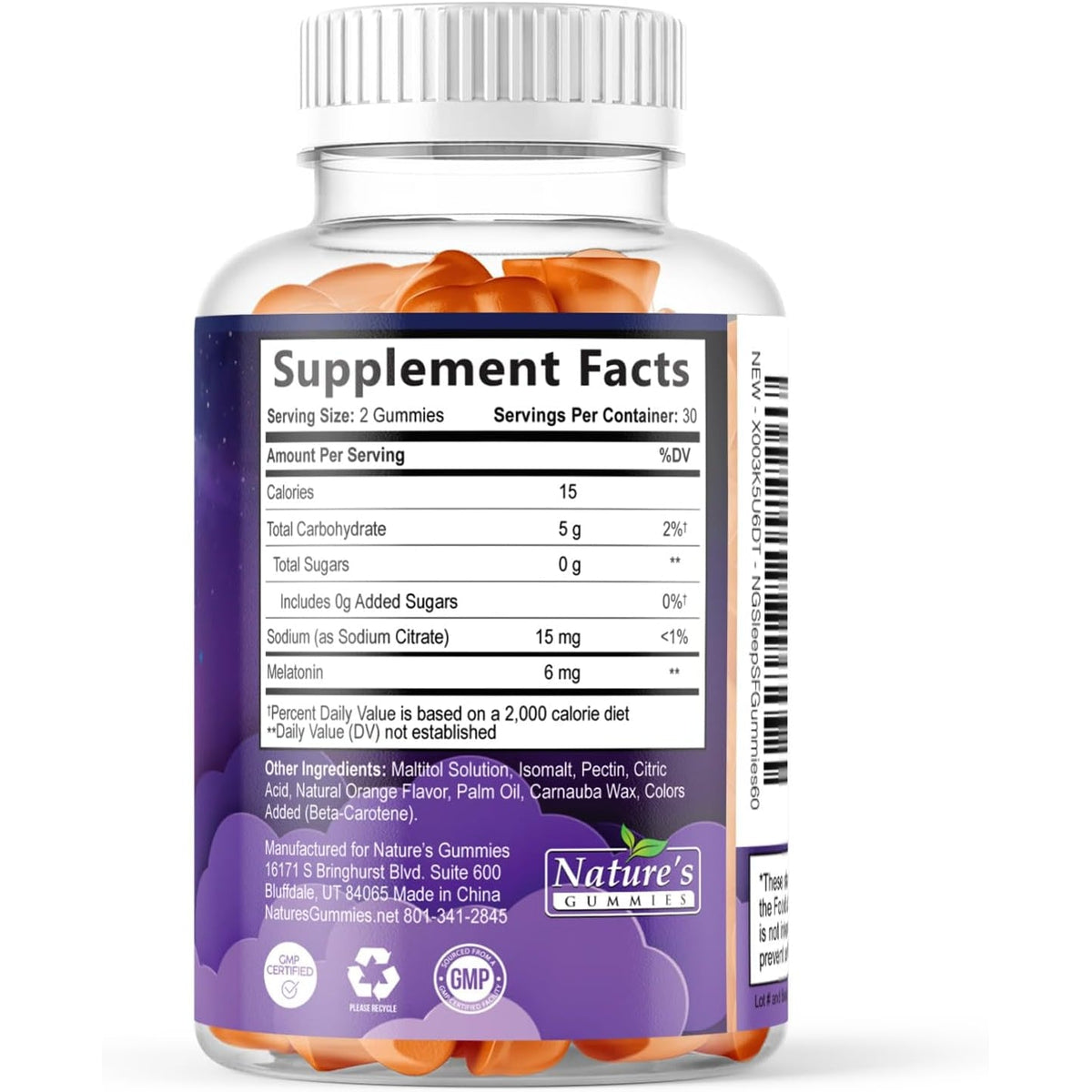 Sleep Gummies for Adults - Sugar Free Melatonin 6 MG per Serving Gummy Supplement - Natural Zero Sugar Sleeping Gummy for Adults & Kids, Orange Flavored, Extra Strength Sleep Support - 60 Gummies