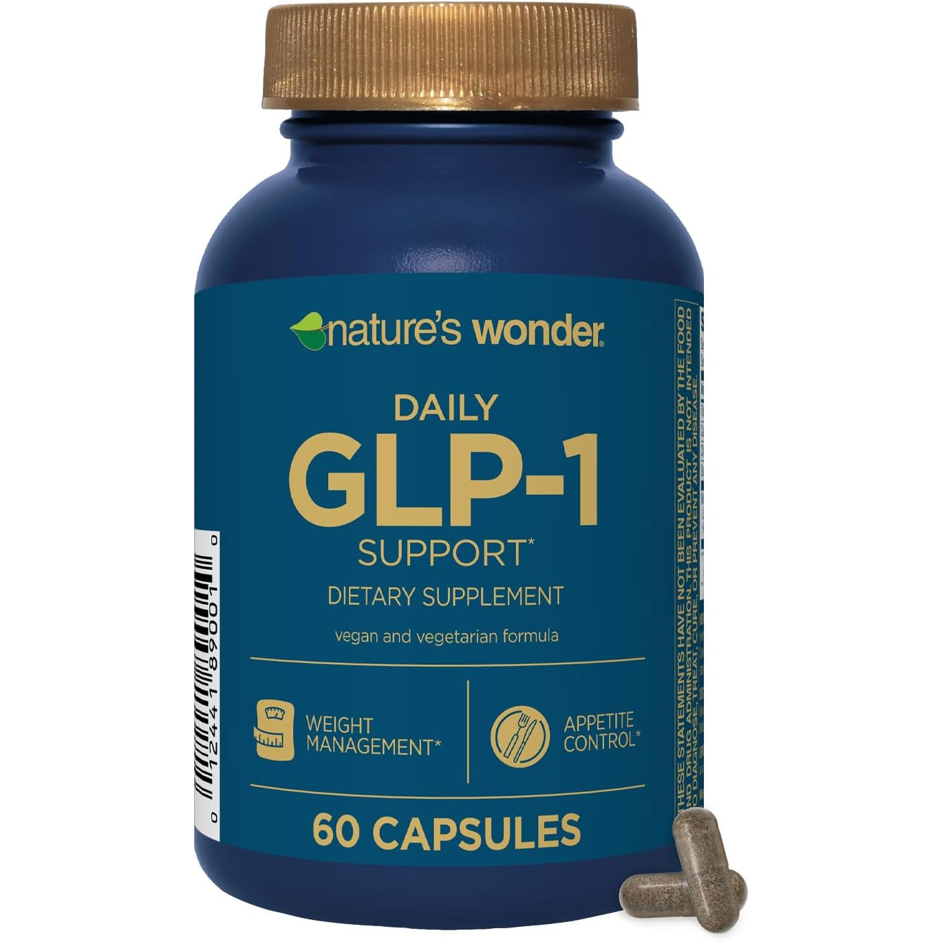 Nature'S Wonder Daily GLP-1 Support Supplement, Supports Healthy Weight Management & Appetite Control*, Includes Clinically Studied Metabolaid | 60 Capsules, 30 Day Supply