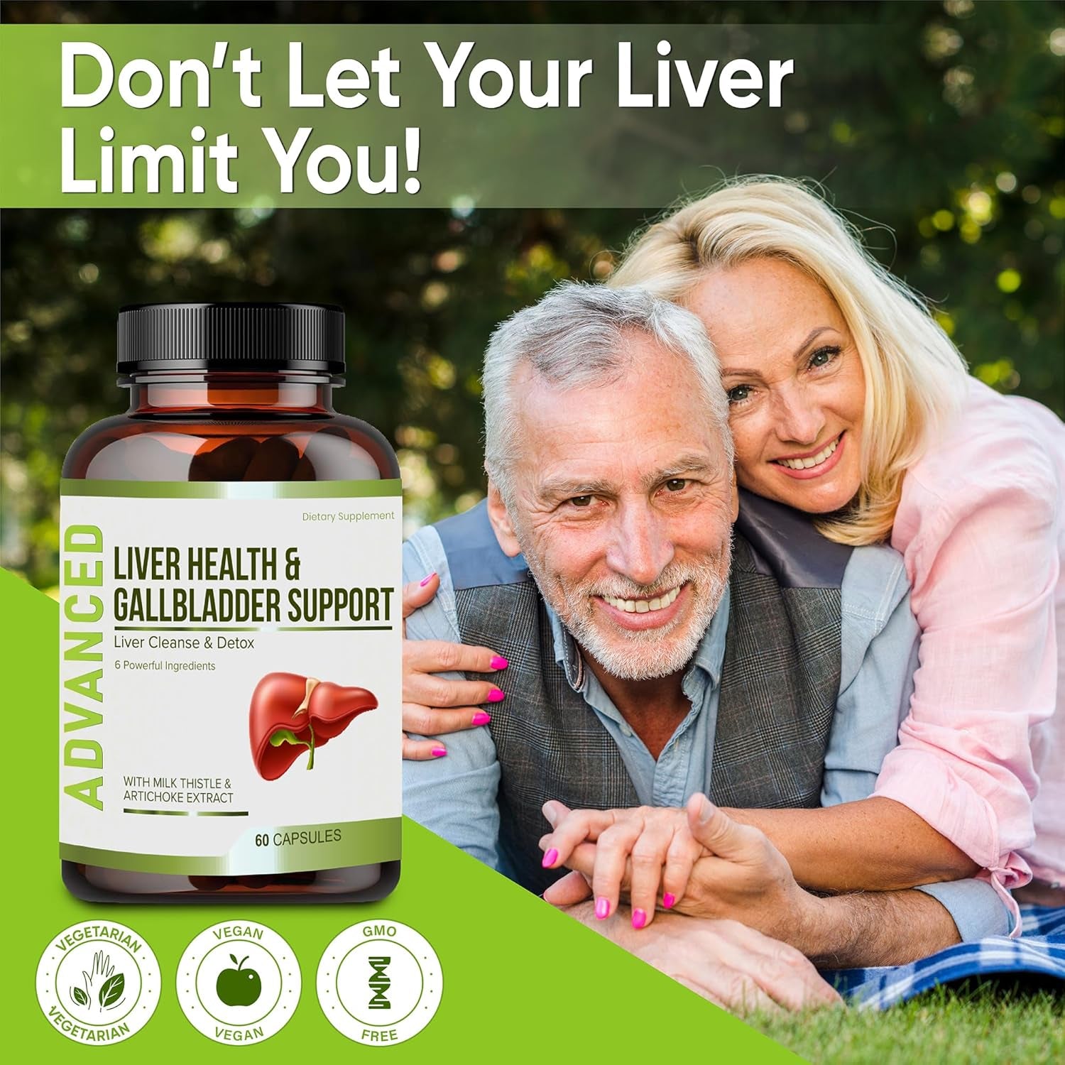 Liver Health Formula and Gallbladder Support-Liver Cleanse Detox & Repair to Support Liver Renew with Artichoke Extract, Milk Thistle, Dandelion Leaf. Liver Detox Supplements for Liver Support.